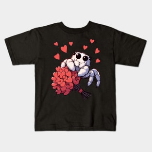 Cute valentine jumping spider Kids T-Shirt